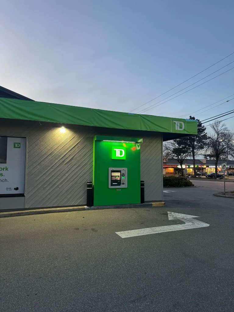 TD Bank commercial exterior with ATM